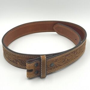 Ariat Mens Genuine Leather Western Tooled Belt Size 32 Brown